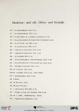 Moderne- und alte Gläser und Kristalle (Nr. 676-783)