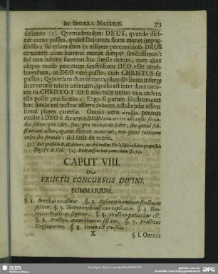 Caput VIII. De Fructu Concursus Divini