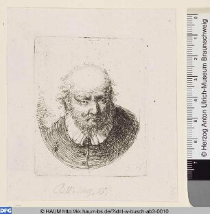 Kopfstudie, Greis mit Glatze, von vorn
