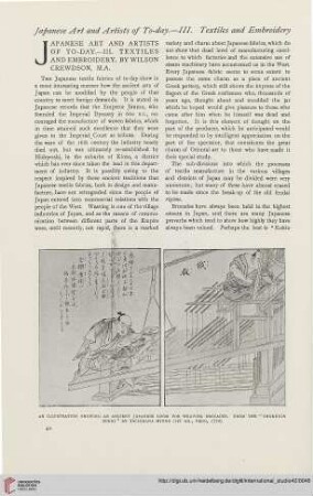 42.1910 = Nr. 165: Japanese art and artists of to-day, 3, Textiles and embroidery