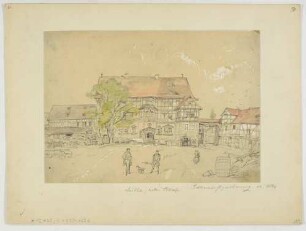 Das Rote Schloss in Mihla nördlich von Eisenach in Thüringen: Renaissanceschloss mit Fachwerkfassaden