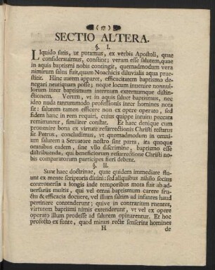 Sectio Altera §. I. - XXVII.