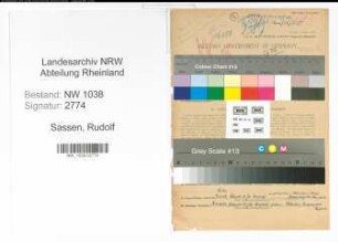 Entnazifizierung Rudolf Sassen , geb. 01.05.1889 (Versicherungsdirektor)