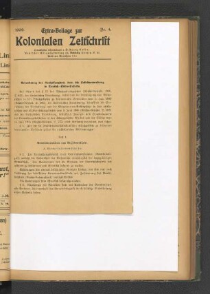 Verordnung des Reichskanzlers, betr. die Selbstverwaltung in Deutsch-Südwestafrika.