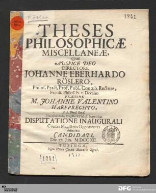 Theses Philosophicæ Miscellaneæ