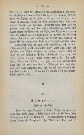 XV. Conzerte. Saison 1887/88