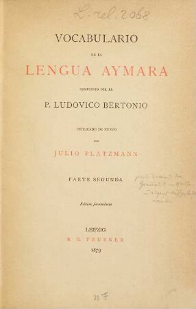 Vocabulario de la lengua aymara, 2