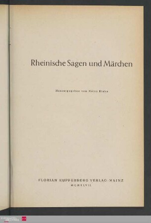 Rheinische Sagen und Märchen