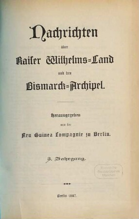 Nachrichten über Kaiser-Wilhelms-Land und den Bismarck-Archipel. 1888,1/4