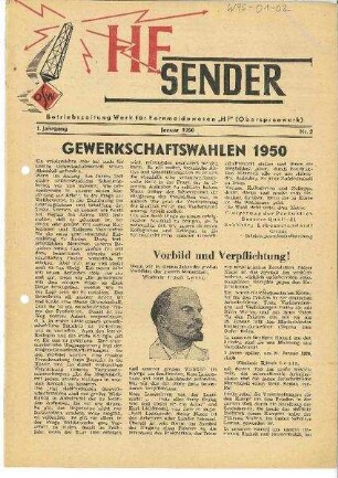 Betriebszeitung HF-Sender vom Januar 1950