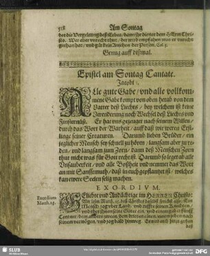 Epistel am Sontag Cantate. Jacobi 1.