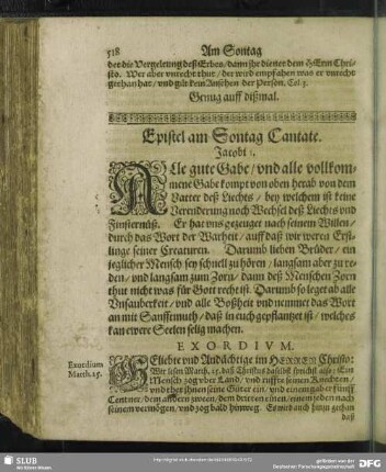 Epistel am Sontag Cantate. Jacobi 1.