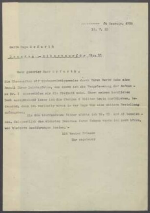 Briefwechsel zwischen Hugo Erfurth und Georg Kolbe