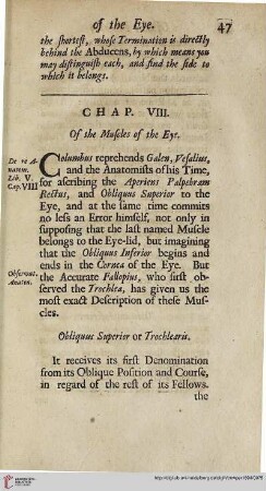 Chap. VIII: Of the Muscles of the Eye
