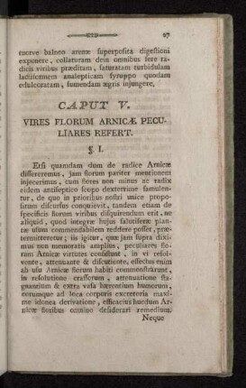 Caput V. Vires Florum Arnicæ Peculiares Refert.