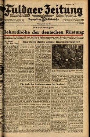 Ausgabe vom Montag, den 07. Juni 1943.