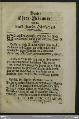Letztes Ehren-Gedächtnis Etlicher Bluts-Freunde, Schwäger und Anverwandten
