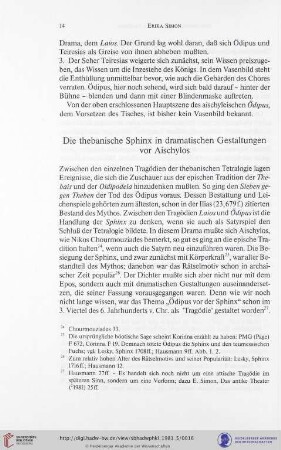 Die thebanische Sphinx in dramatischen Gestaltungen vor Aischylos