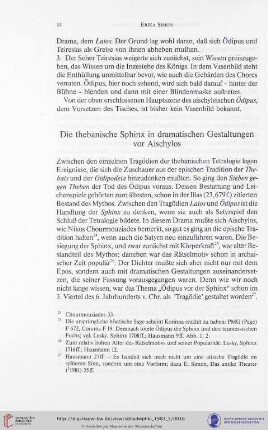 Die thebanische Sphinx in dramatischen Gestaltungen vor Aischylos