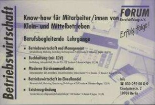 Know-how für Mitarbeiter/innen von Klein- und Mittelbetrieben
