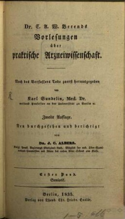 Handbuch der praktischen Arzneiwissenschaft oder der speciellen Pathologie und Therapie. 1, Semiotik