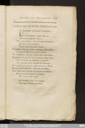 Fable Quarante-Troisieme. Le Trompette prisonier de guerre.
