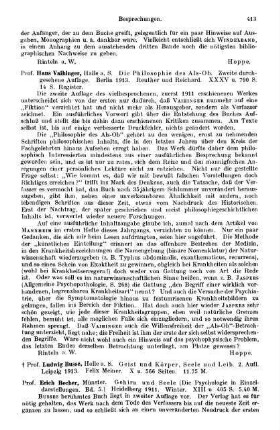 413, Hans Vaihinger. Die Philosophie des Als-Ob. 1913