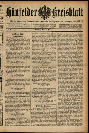 Ausgabe vom Dienstag, den 04. Januar 1898.