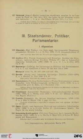 III. Staatsmänner. Politiker. Parlamentarier (Nr. 328-383)