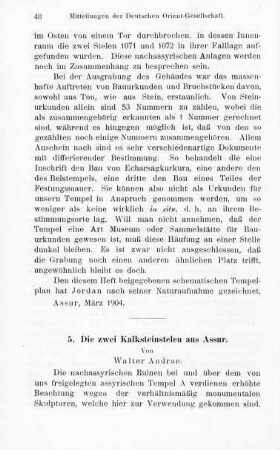 5. Die zwei Kalksteinstelen aus Assur