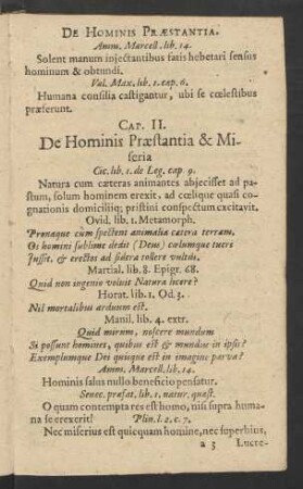 Cap. II. De Hominis Praestantia & Miseria.
