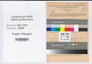 Entnazifizierung Hildegard Engels, geb. 05.12.1907 (Postassistentin)