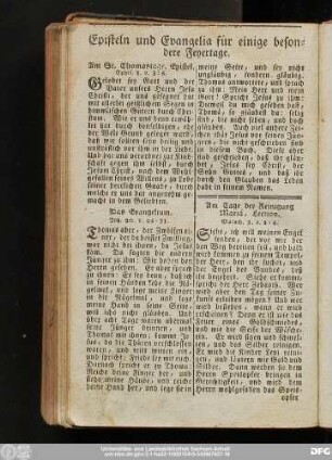 Episteln und Evangelia auf einige besondere Feyertage.
