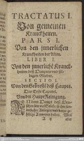Tractatus I. Von gemeinen Kranckheiten