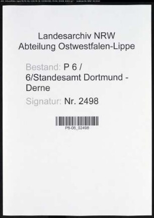 Sterberegister Standesamt Dortmund-Derne (XIV)