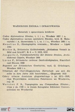 Ważniejsze źródła i opracowania