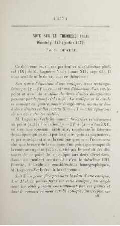 Note sur le théorème focal. Démontré p. 179 (question 413).