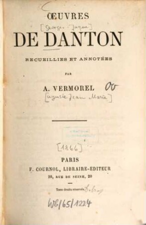 Oeuvres de (Georges-Jacques) Danton
