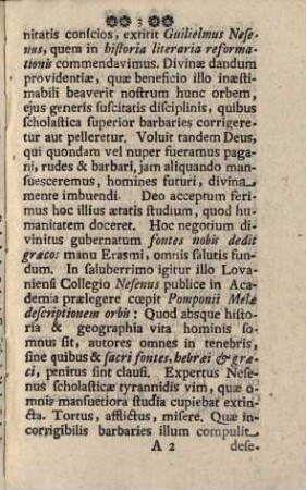 Memoria Neseni : qui in primo humanitatis Collegio, a. 1517 in Academia Lovaniensi ... primus geographica publice illustrare coepit, Pomponium Melam recensendo