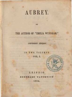 Aubrey : in 2 vols., 1