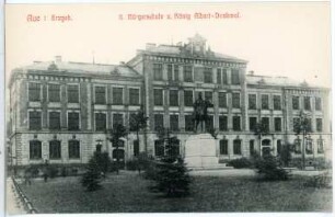 Aue. II. Bürgerschule und König Albert-Denkmal