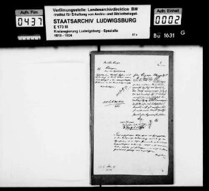 Gesuch des Gipsers Josef Anton Wolf (Wolff) von Unterbach (Tirol) um Aufnahme in das württ. Staatsbürgerrecht zwecks bürgerlicher Niederlassung und Eheschließung in Dagersheim