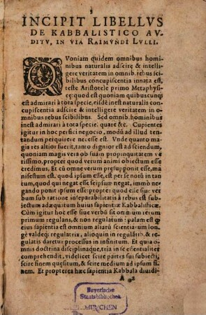 Opusculum Raimundinum de auditu Kabbalistico