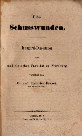 Ueber Schusswunden