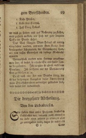 Die dreyzehnte Abtheilung. Von den Liebesbriefen.