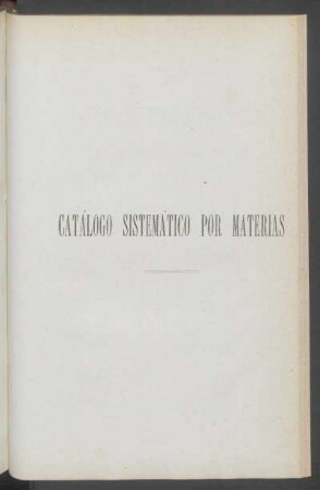 Catálogo sistemático por materias