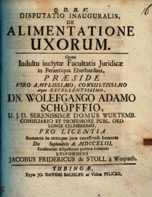 Disp. inaug. de alimentatione uxorum