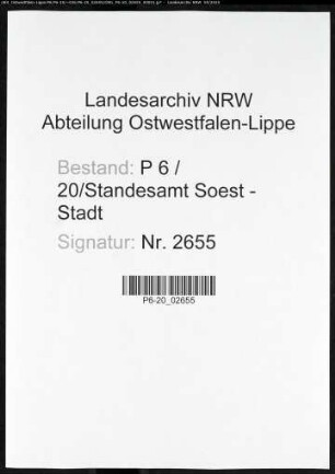 Sterberegister Standesamt Soest