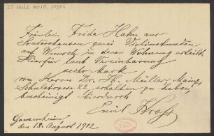 Brief an Frida Haenle : 18.08.1912