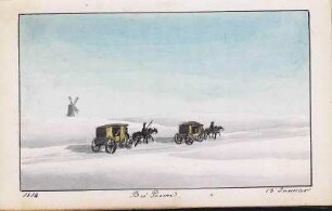 'Bei Posen' zwei Pferdewagen; Aquarell